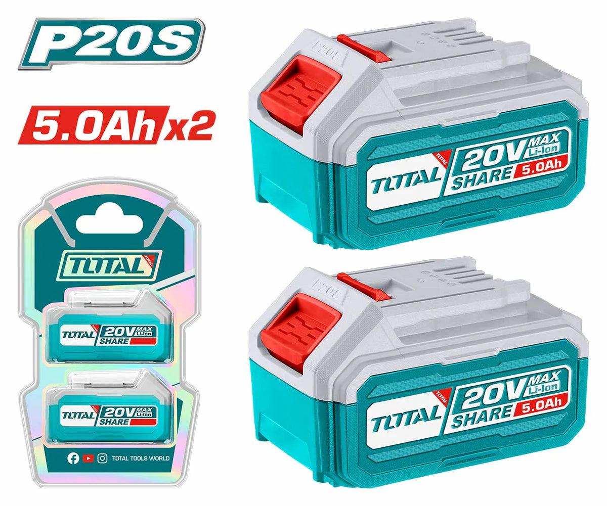 Total P20S 20V Cordless Battery Kit (2 x 5.0Ah Batteries & Fast Charger) | TOSLI240464 Total